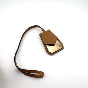 Michael Kors Cognac Leather Luggage / Hang Tag with Gold Plate